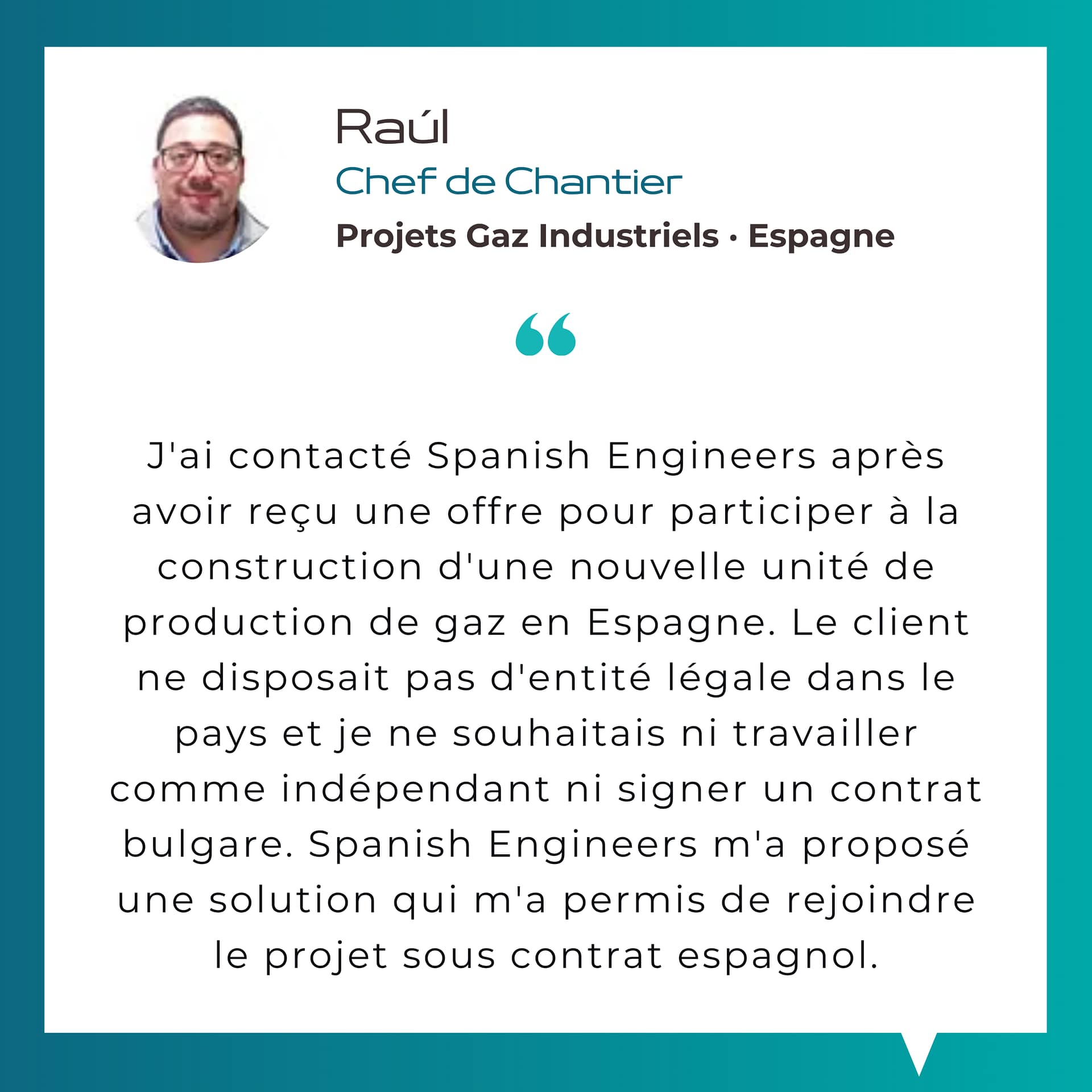 Témoignage d'un chef de chantier en gaz industriels en Espagne