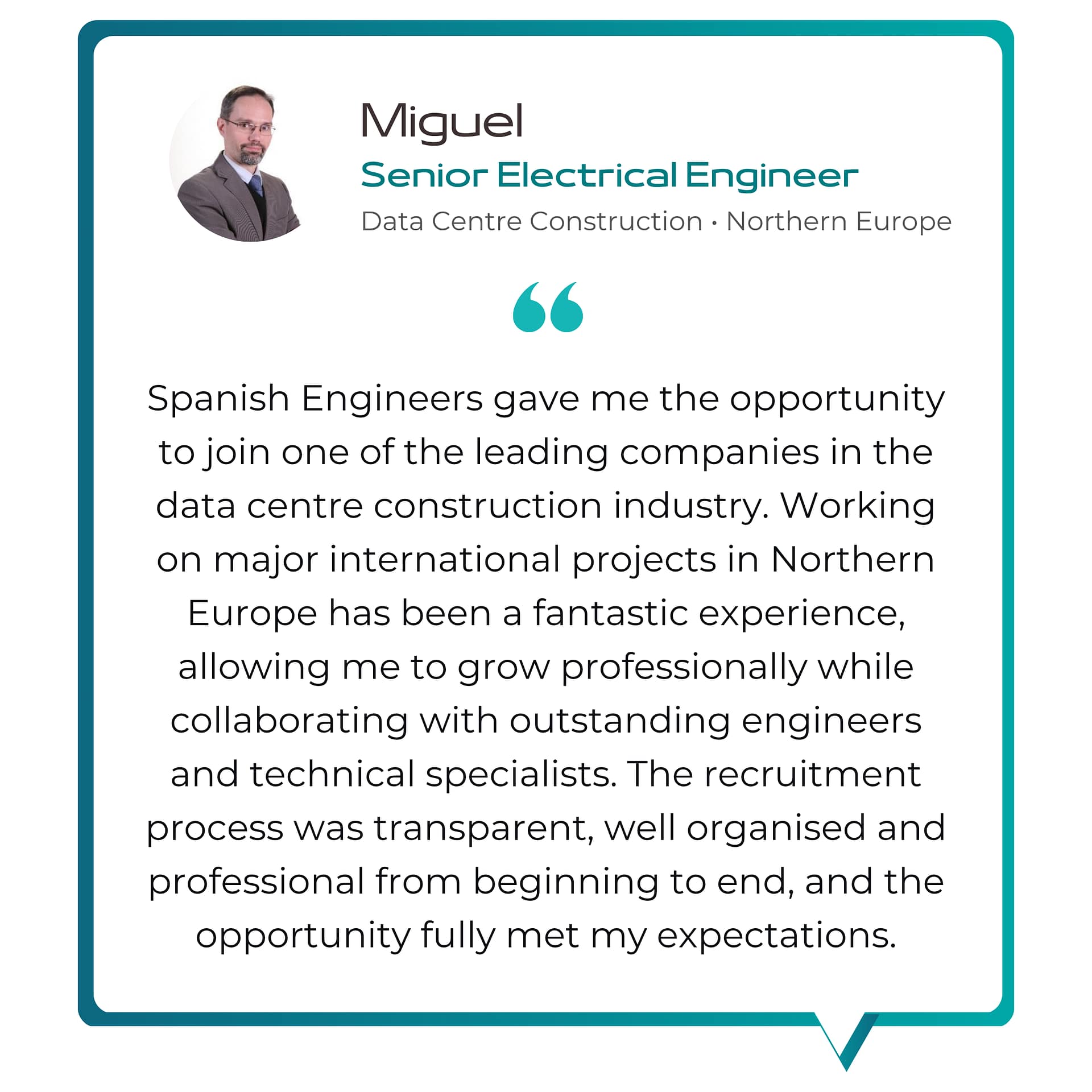 Senior Electrical Engineer Data Centres testimonial - Spanish Engineers
