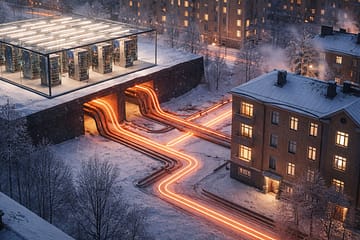 Data center en Finlande injectant sa chaleur fatale dans un réseau de chauffage urbain